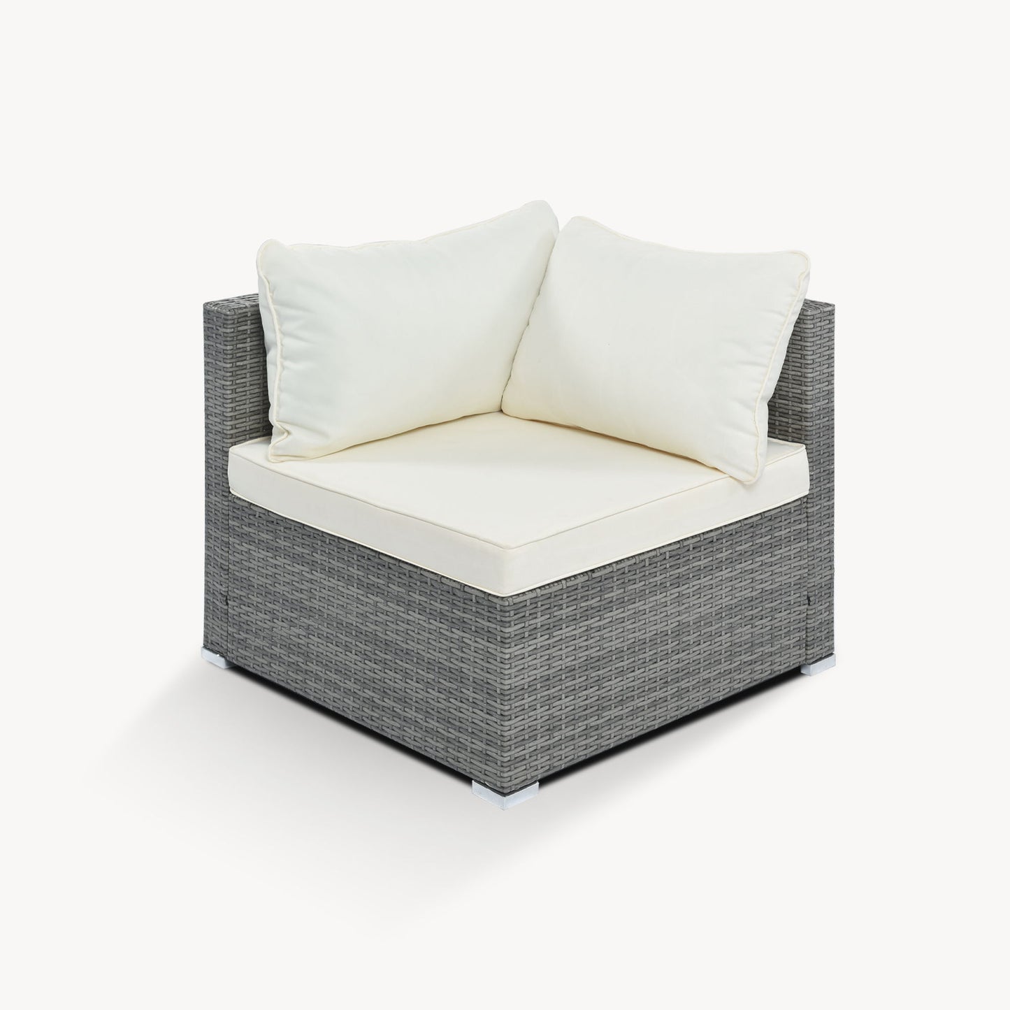 8 Pieces Outdoor Patio Furniture Sets, Garden Conversation Wicker Sofa Set, Single Sofa Combinable - Beiges / Gray