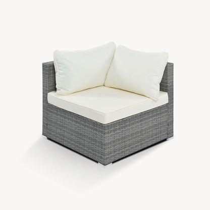 8 Pieces Outdoor Patio Furniture Sets, Garden Conversation Wicker Sofa Set, Single Sofa Combinable - Beiges / Gray