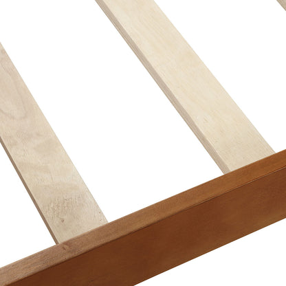 Twin Platform Bed Frame Mattress Foundation Sleigh Bed With Headboard, Footboard, Slat Support - Oak