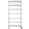 7 Tier Metal Shelf Wire Shelving Unit, 2450Lbs Heavy Duty Adjustable Storage Rack With Wheels & Shelf Liners For Closet Kitchen Garage Basement Commercial Shelving - Chrome
