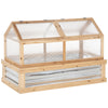 Outsunny - Raised Garden Bed With Polycarbonate Greenhouse, Wooden Garden Cold Frame Greenhouse, Flower Planter Protection, 48