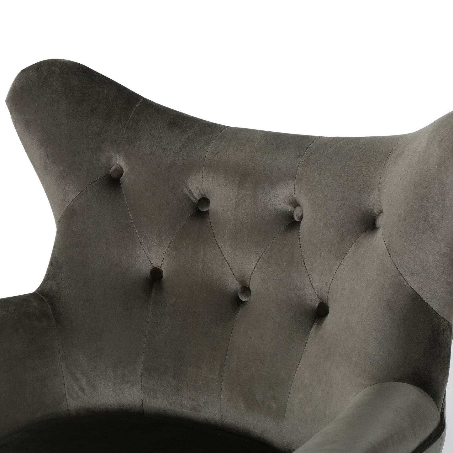 Modern Velvet Arm Chair With Tufted Wingback Design - Gray