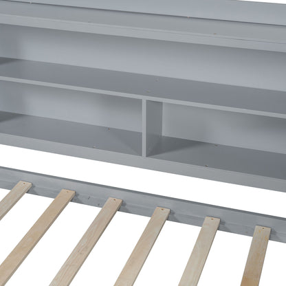Full Size Daybed With 3 Drawers USB Ports And Desk - Gray