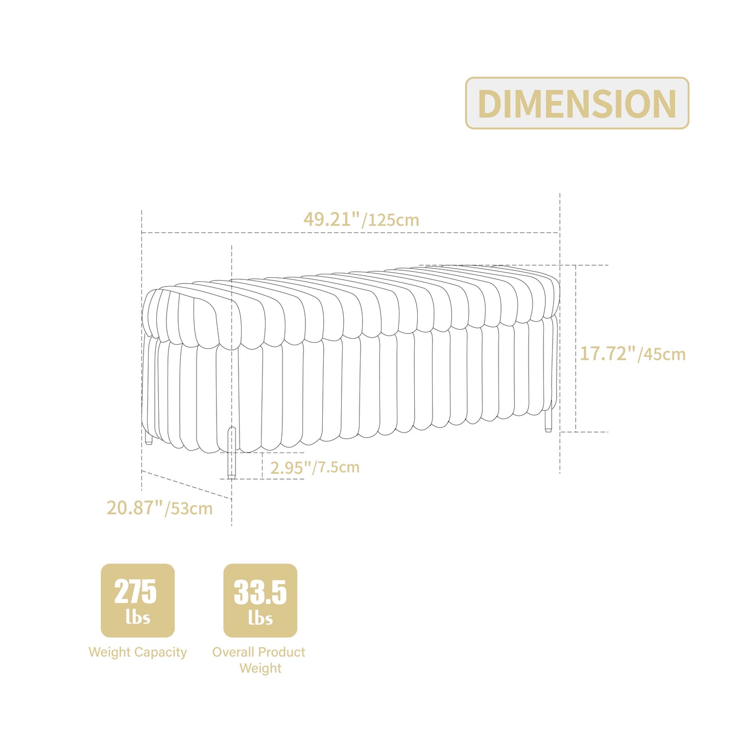 Faux Fur Flip Top Storage Bench With Metal Legs, Wide, Bed End Stool Foot Rest - Beige
