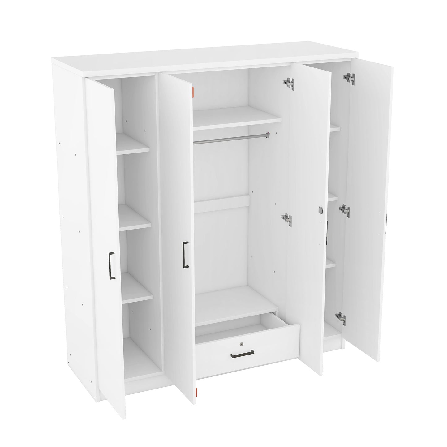4 Door Wardrobe With 1 Drawer - White