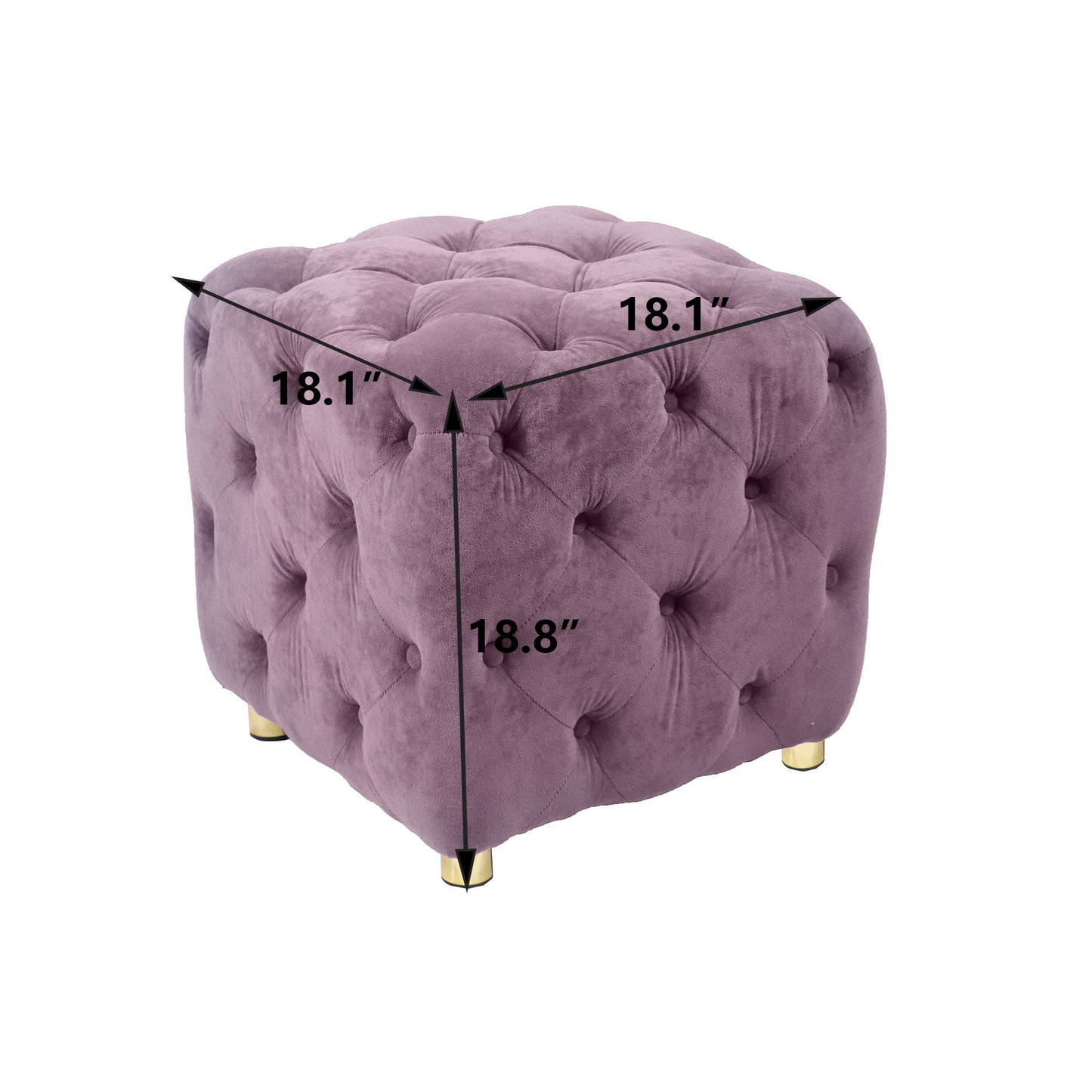 Modern Velvet Upholstered Ottoman, Exquisite Small End Table, Soft Foot Stool, Dressing Makeup Chair, Comfortable Seat For Living Room, Bedroom, Entrance - Purple