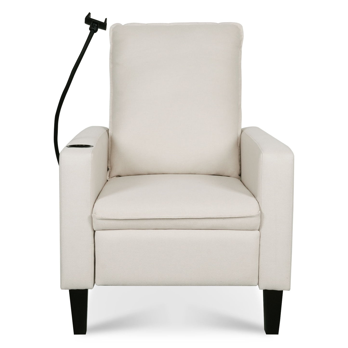 Recliner Chairs For Adults, Adjustable Recliner Sofa With Mobile Phone Holder & Cup Holder, Modern Reclining Chairs Fabric Push Back Recliner Chairs For Living Room, Bedroom - Beige