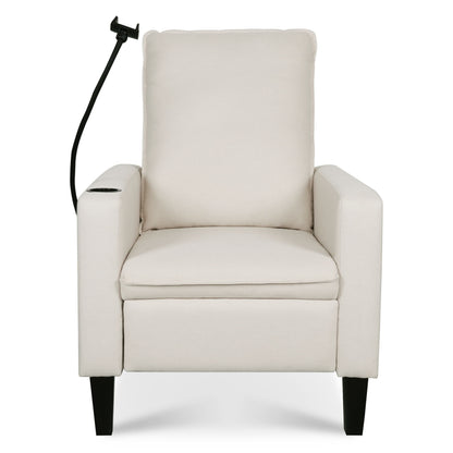 Recliner Chairs For Adults, Adjustable Recliner Sofa With Mobile Phone Holder & Cup Holder, Modern Reclining Chairs Fabric Push Back Recliner Chairs For Living Room, Bedroom - Beige