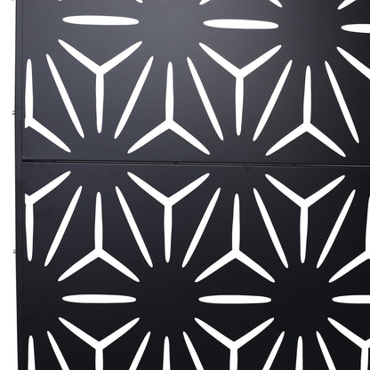 Outdoor & Indoor Privacy Screen, Metal Privacy Screen, Freestanding Decorative Privacy Screen For Deck Balcony Patio - Black