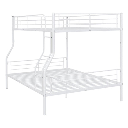 Full Long Over Queen Metal Bunk Bed - White