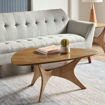 Triangle Wood Coffee Table Mid - Century Modern Design - Light Brown
