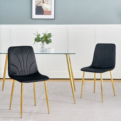 Modern Light Luxury Dining Chair With Gold Metal Legs (Set of 4) - Black