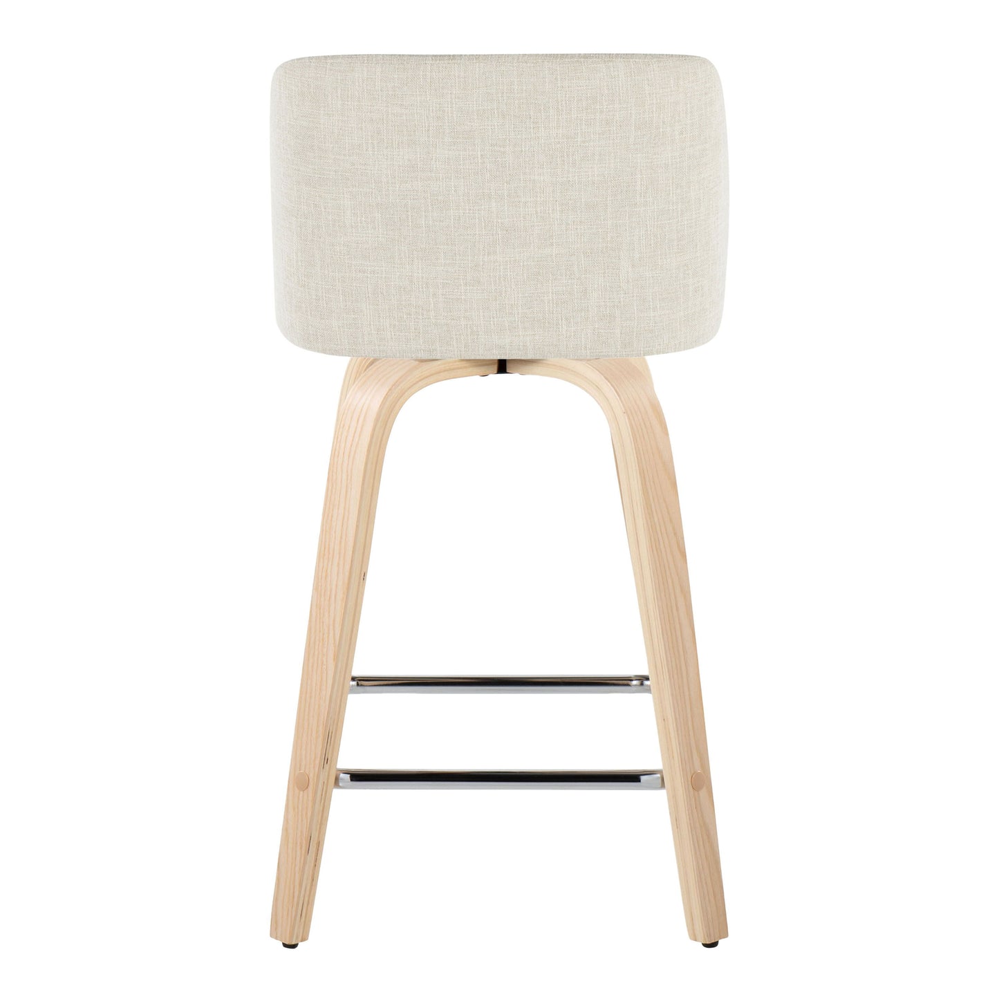 Toriano - Contemporary Fixed Height Counter Stool Swivel With Square Footrest (Set of 2) - Natural / Cream