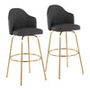 Ahoy - Contemporary Fixed Height Bar Stool Round Gold Footrest (Set of 2) - Charcoal / Gold