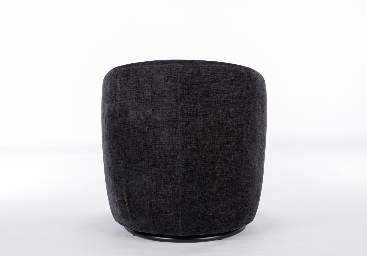 Chenille Fabric Swivel Accent Armchair Barrel Chair With Black Powder Coating Metal Ring - Black