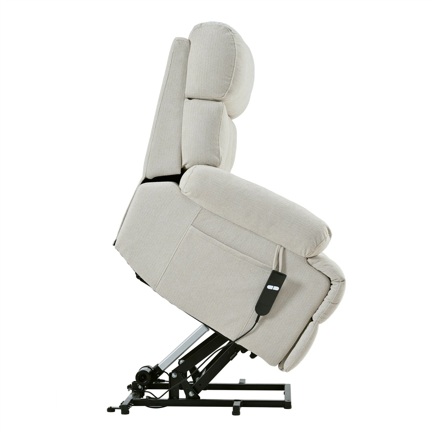 Oversized Power Lift Recliner Chair - Electric Fabric Reclining Sofa Chair With Remote Control, Side Pocket, And Spacious Seat For Home Theater - Light Gray