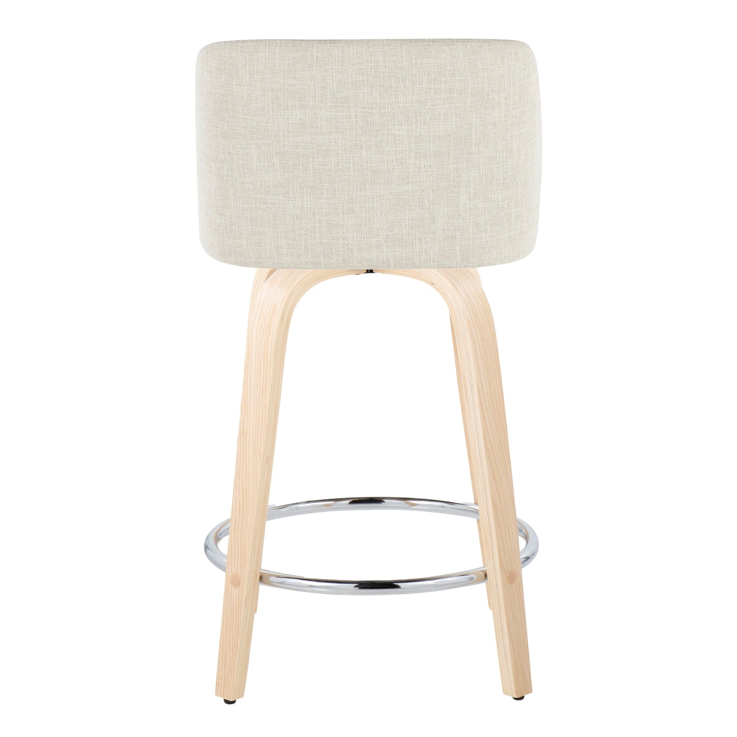 Toriano - Contemporary Fixed Height Counter Stool Swivel With Round Footrest (Set of 2) - Natural / Cream