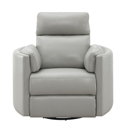 Sagen - Faux Leather Glider Recliner With Swivel - Gray
