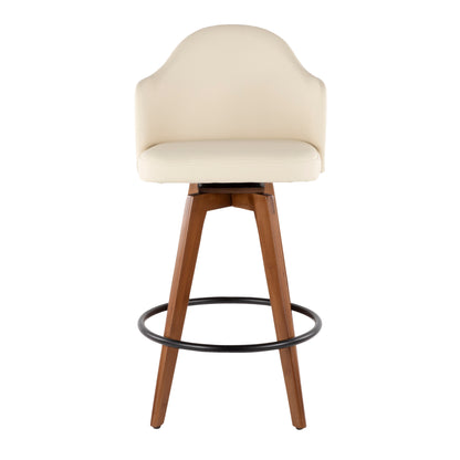 Ahoy - Mid-Century Counter Stool - Walnut / Cream