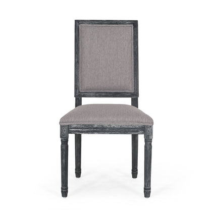 French Country Style Dining Chair Set With Upholstered Seats And Weathered - Gray