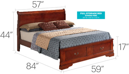 Louis Phillipe - Full Storage Bed - Cherry