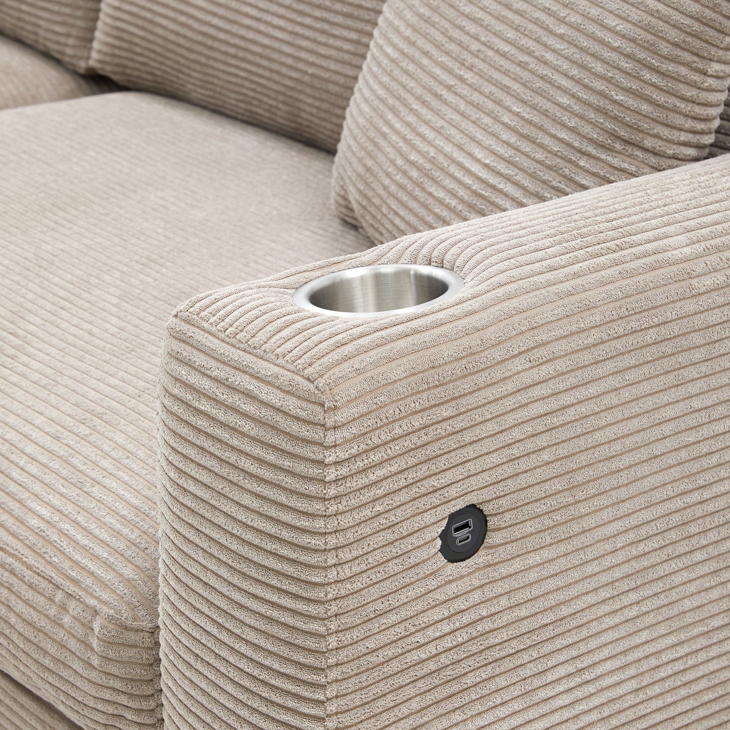 Oversized Sectional L Shaped Cloud Couch With USB Charging Port Cup Holder Deep And Wide Seat Sofa With Chaise Comfy - Khaki