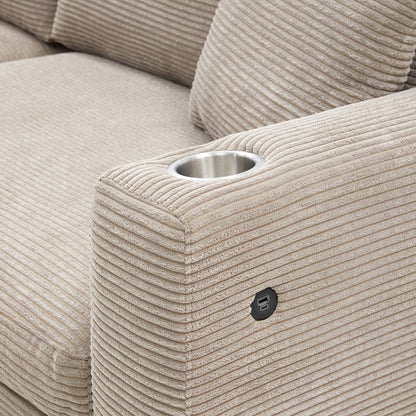 Oversized Sectional L Shaped Cloud Couch With USB Charging Port Cup Holder Deep And Wide Seat Sofa With Chaise Comfy - Khaki