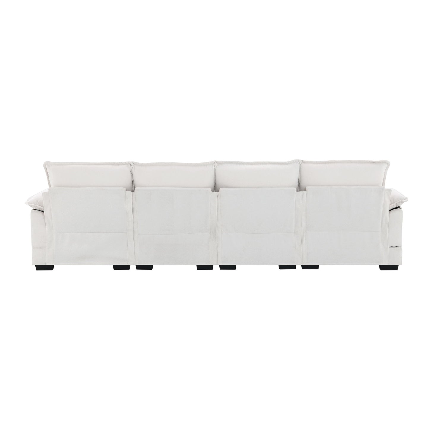 Modern U-Shaped Sectional Sofa With Waist Pillows, 6 Seat Upholstered Symmetrical Sofa Furniture, Sleeper Sofa Couch With Chaise Lounge - White