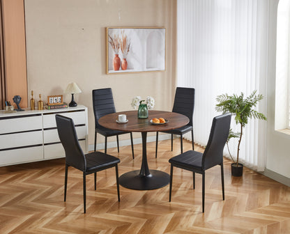 Tulip Table Mid-Century Dining Table For 4 - 6 People With Round MDF Table Top, Pedestal Dining Table, End Table Leisure Coffee Table - Walnut