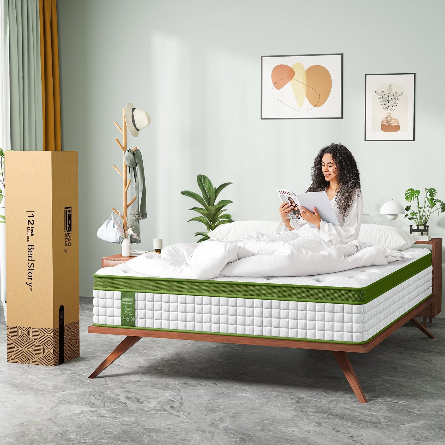 12" Full Size Hybrid Mattress With Gel Memory Foam & Pocket Springs - Green