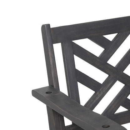 Alejandro - Acacia Wood Porch Swing With Slat Panel Seating - Dark Gray