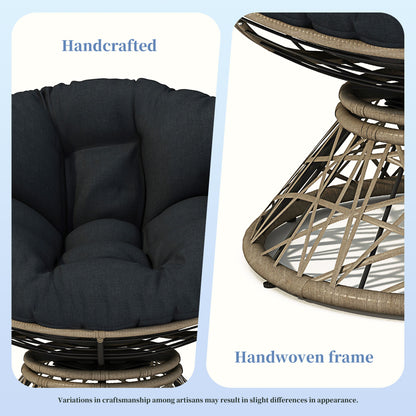 Ergonomic Wicker Chair With Cloud Thick Density Cushion, 3 Proof Cover High Capacity Iron Frame Fluid 360ÔøΩÔøΩÔøΩÔøΩÔøΩÔøΩÔøΩÔøΩÔøΩÔøΩÔøΩÔøΩÔøΩÔøΩÔøΩ Swivel - Black / Brown