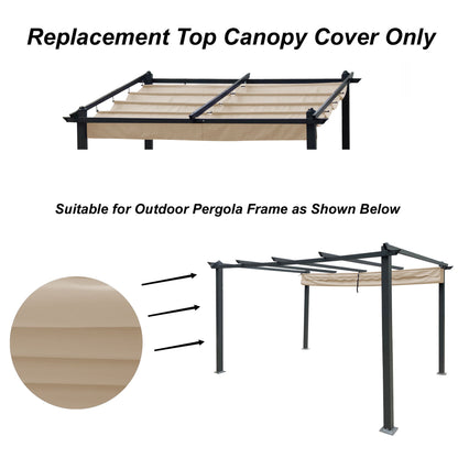 Replacement Canopy Top Cover Fabric For 13 x 10 Ft Outdoor Patio Retractable Pergola Sun-Shelter Canopy - Khaki