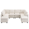 Sectional Sofa Couch Sofa Bed U-Shaped Sofa With Two Movable Ottoman And Three USB Ports For Living Room - Beige