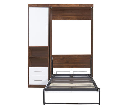 Twin Size Murphy Wall Bed With Cabinet - White