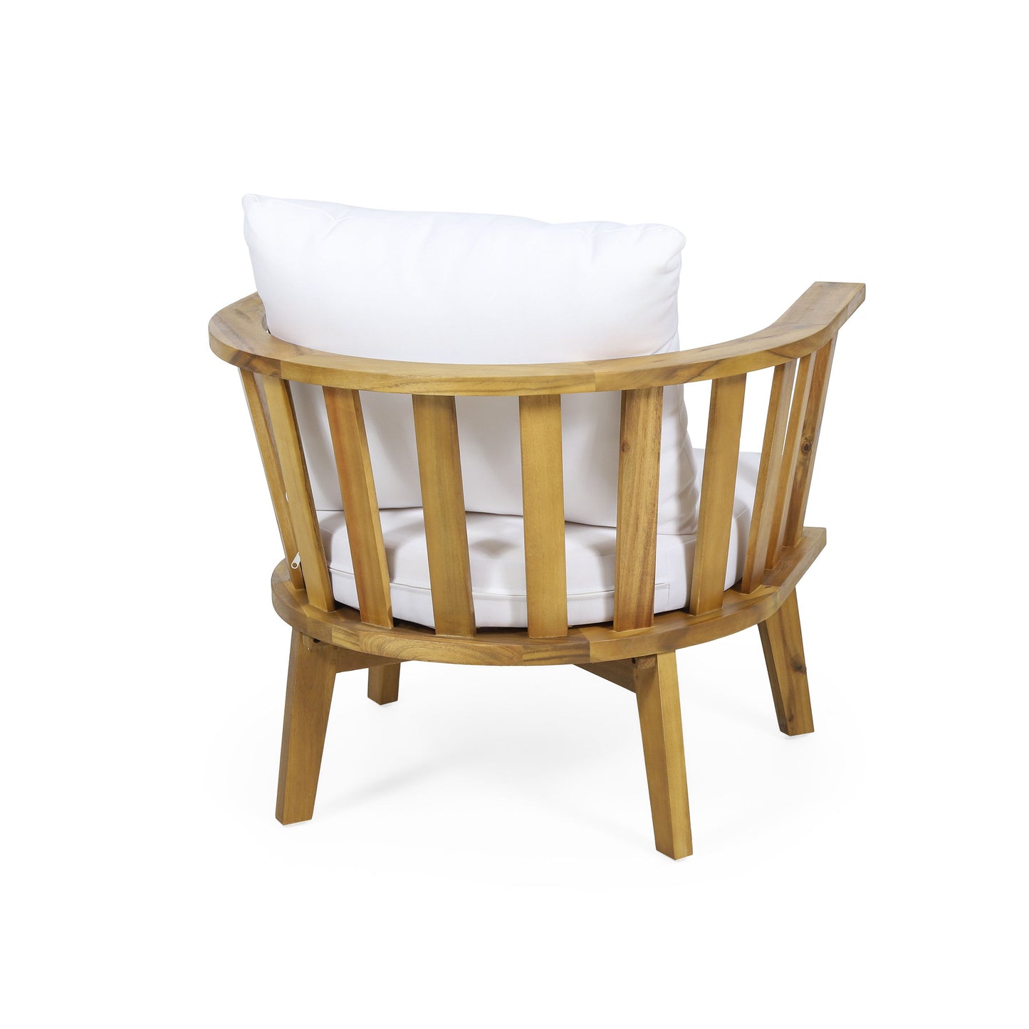 4 Pieces Acacia Wood Patio Furniture Set, Outdoor Furniture With Coffee Table, Patio Conversation Set Deep Seating With Soft Cushion, Porch Chairs For Backyard Porch Balcony - Teak / White