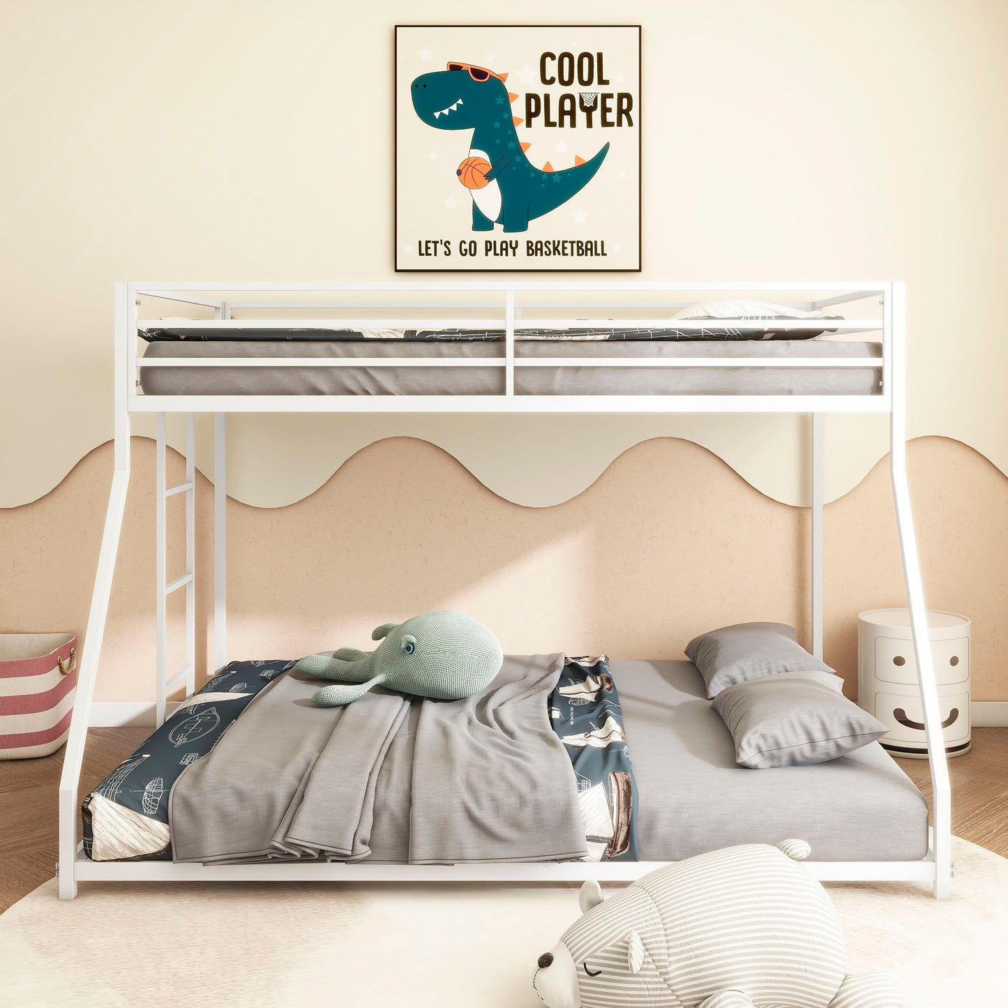 Adam - Twin Over Full Metal Bunk Bed - White