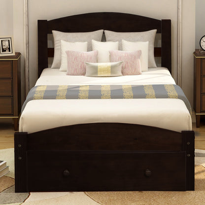 Twin Platform Bed Frame With Storage Drawer And Slat Support No Box Spring Needed - Espresso