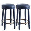 Stylish Accent Counter Height Bar Stools (Set of 2) With 360ÔøΩÔøΩ Swivel And Upholstered Seat - Dark Blue