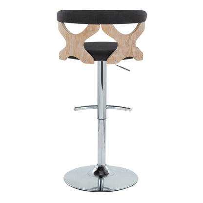 Gardenia - Contemporary Adjustable Barstool With Swivel With Rounded T Footrest (Set of 2) - Chrome / White Washed / Charcoal