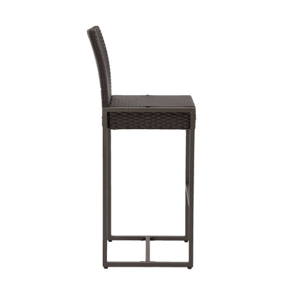 Outdoor Barstool With Hand Crafted Details (Set of 2) - Dark Brown