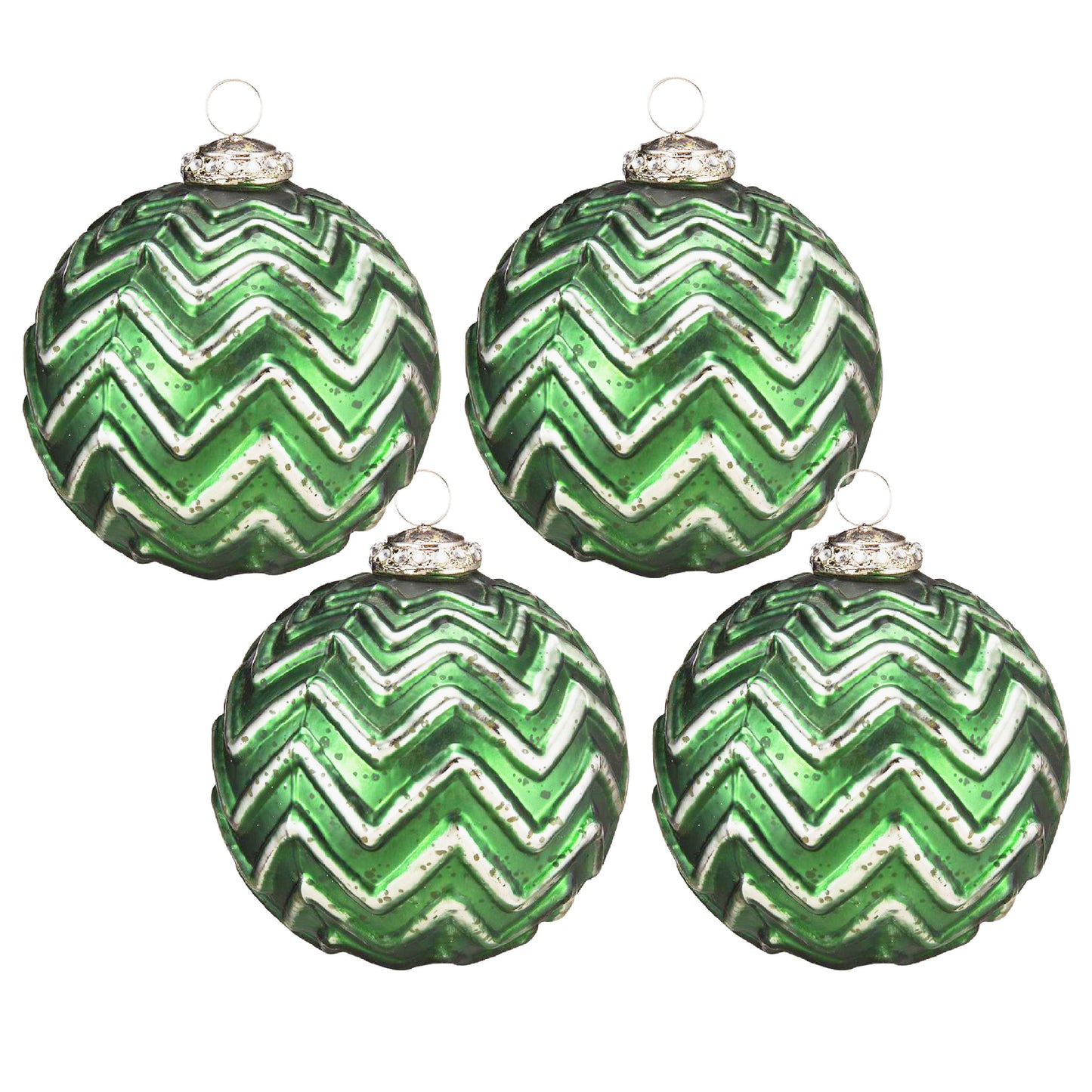 Christmas Ball Ornaments, Glass Decorative Hanging Ball Christmas Tree Ornaments, For Holiday Party Decorations (Set of 4) - Green