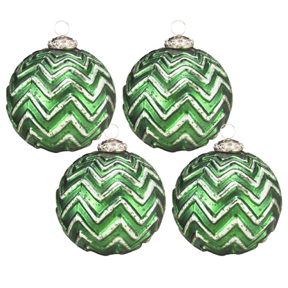 Christmas Ball Ornaments, Glass Decorative Hanging Ball Christmas Tree Ornaments, For Holiday Party Decorations (Set of 4) - Green