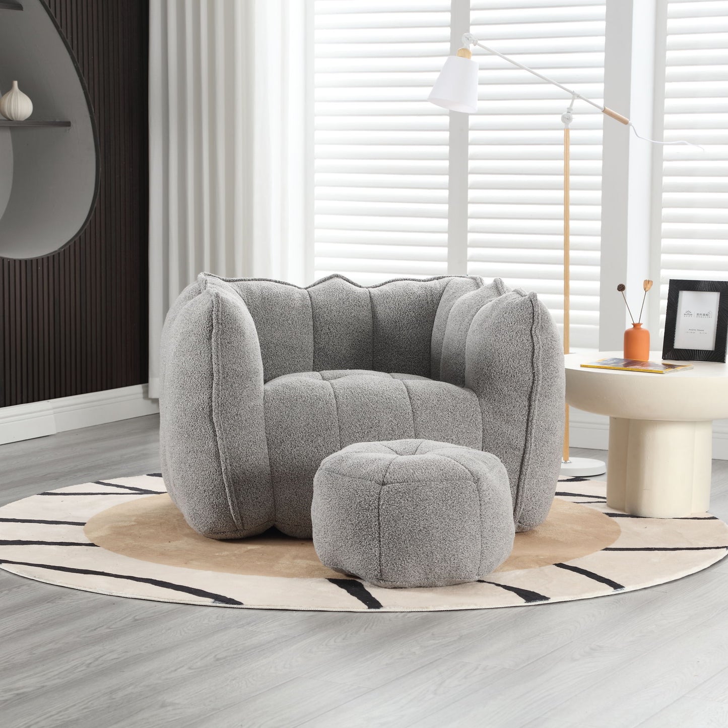 Soft Bean Bag Chair With High Resilient Foam (Chips) - Gray