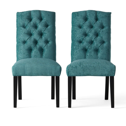 Harriet - Tufted Dining Chairs With Solid Wood Frame And Soft (Set of 2) - Teal Green