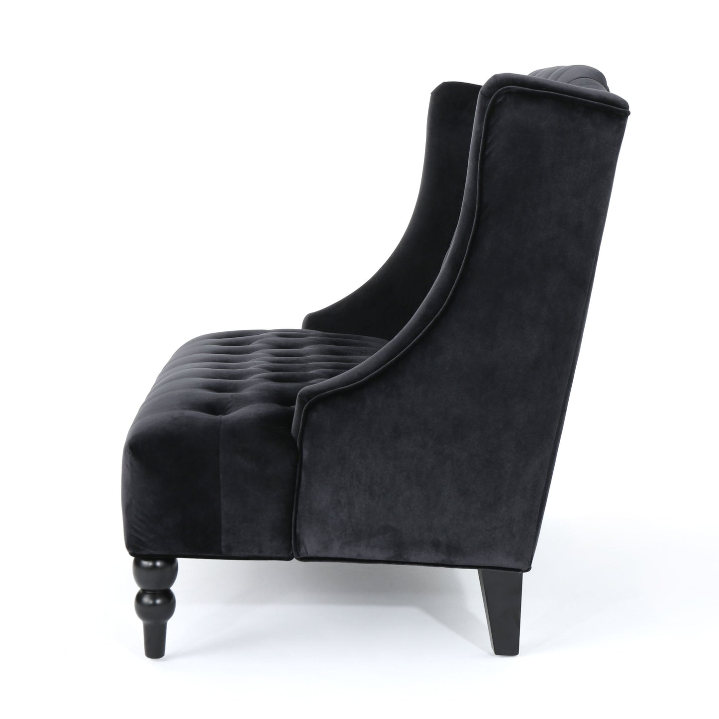 Nurturing - Upholstered Loveseat With Wing Back And Diamond Tufting - Black