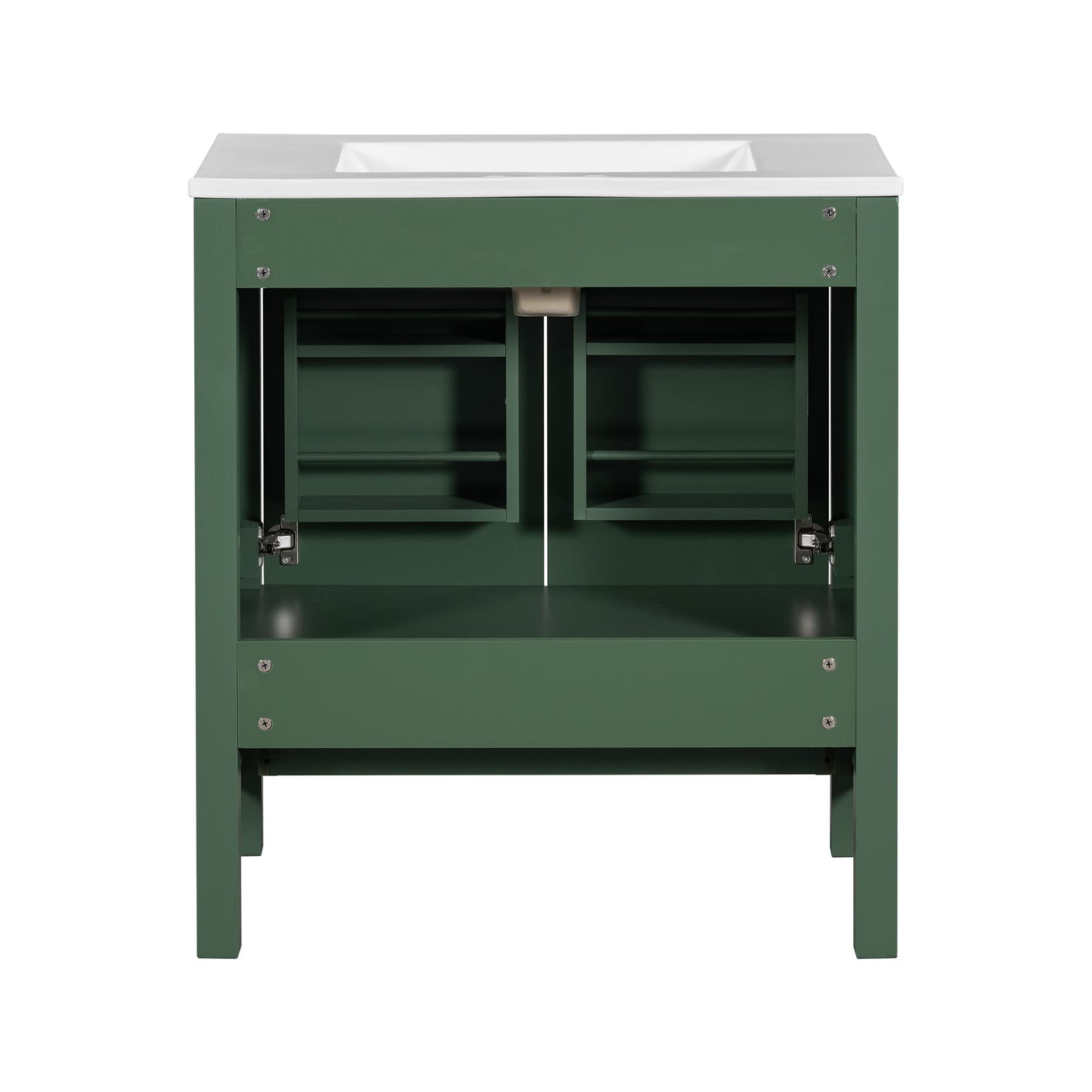 Bathroom Vanity With Single Sink, Combination Under Counter Sink, Bathroom Storage Cabinet With 2 Doors And A Drawer, Soft Closure, Multifunctional Storage - Green