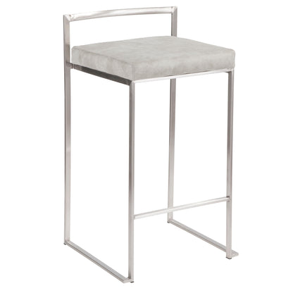 Fuji - Contemporary Stackable Counter Stool (Set of 3) - Light Gray