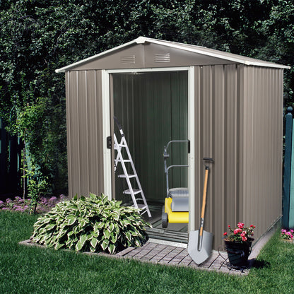 6Ft x 5Ft Outdoor Metal Storage Shed - Gray