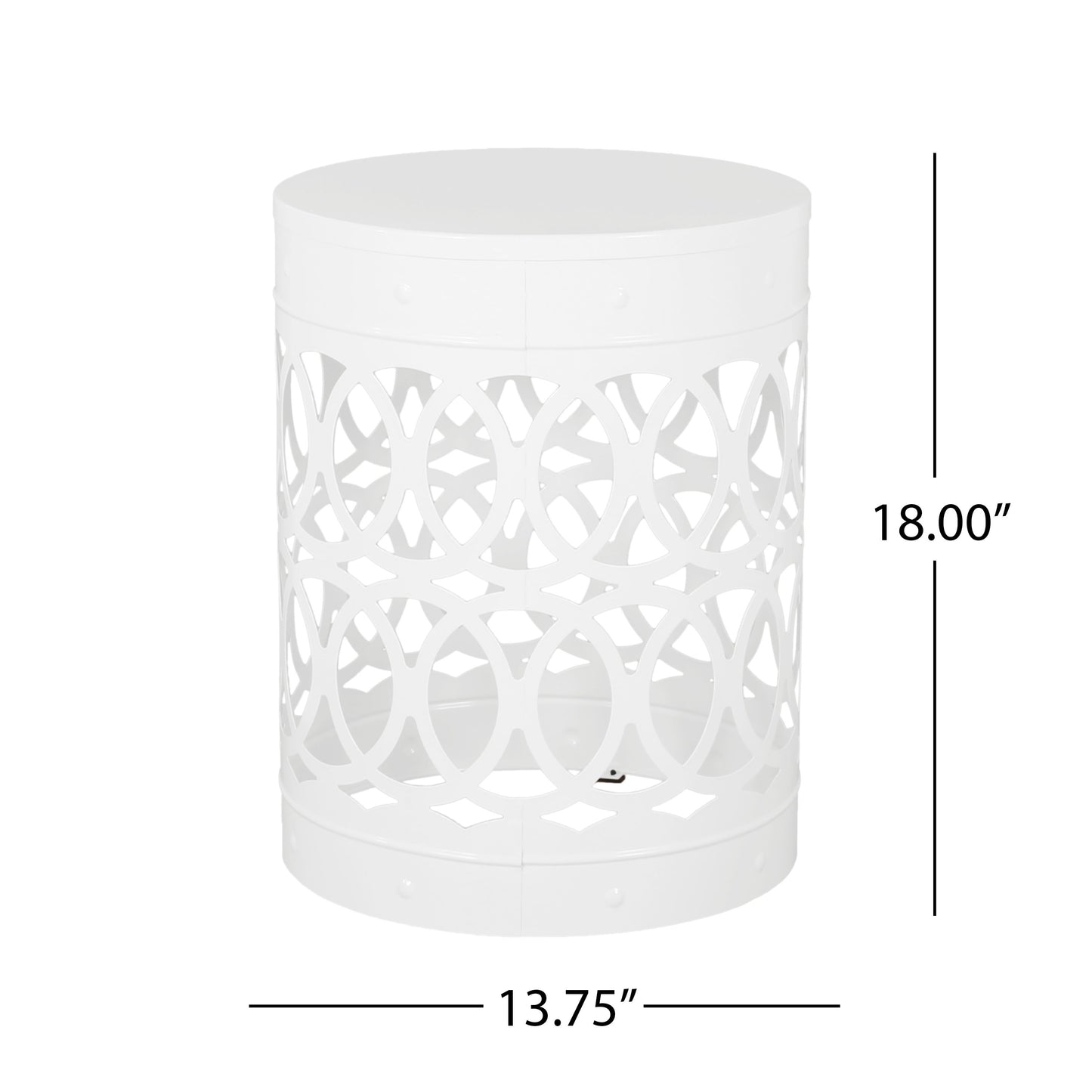 Outdoor Metal End Table Large - White